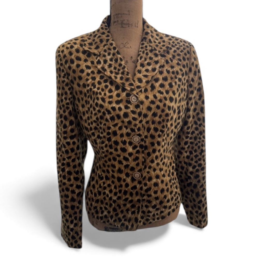 Judith Hart Collection Long Sleeve Leopard Print Blazer Jacket Women’s Size 14p